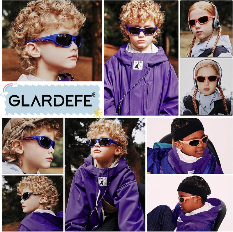 GLARDEFE Kids Youth Baseball Sunglasses – Unbreakable Flexible Polarized Sports Sunglasses with Strap for Boys Girls Age 4-12 - Image 2